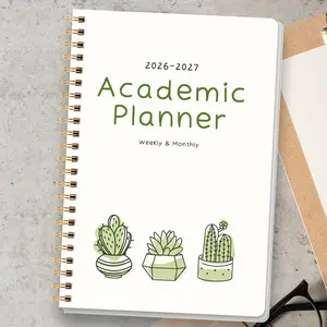 A5 Coil Notebook, Fresh Plant Style, Spring Summer Semester Study Planner, Weekly & Monthly Dual Page Student Schedule Book