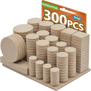 Furniture Pads 300 Pack  Furniture Felt Pads (Beige), Huge Quantity Self Adhesive Anti Scratch Floor Protector for Furniture  Hardwood with 60 Cabinet Door Bumpers