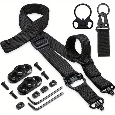 LUCIERNAGA Adjustable 2-Point Webbing Sling - Fast Adjust Thumb Loop, QD Swivels, QD Mounts for Outdoor Recreational Wall Climbing Ropes, Cords & Webbing