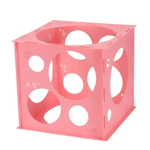 14 Holes Balloon Sizer Box Cube, Pink Plastic Measurement Tool, Collapsible With Instructions For Decoration, Arch, Columns, 1-10 Inch