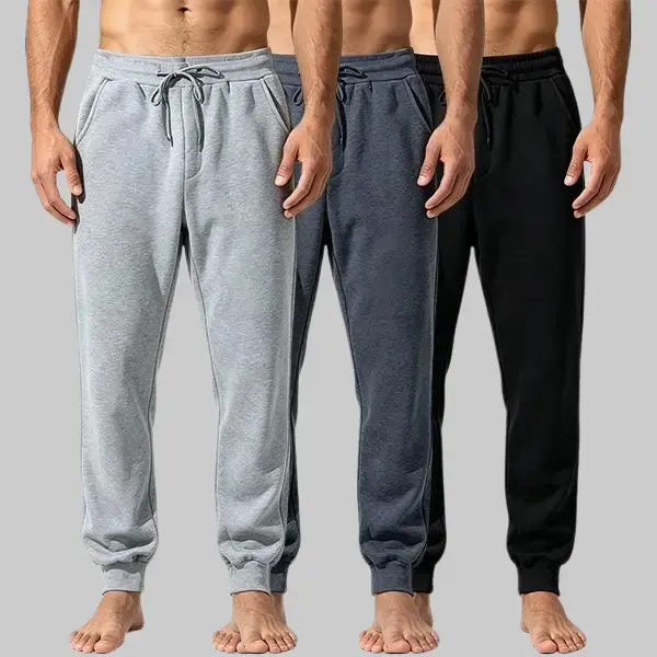 Men's Fleece Knit Athletic Joggers (3Pack, Menswear), Side Pockets, Suitable for Sports, Outdoor Activities and Everyday Wear Pants Plain