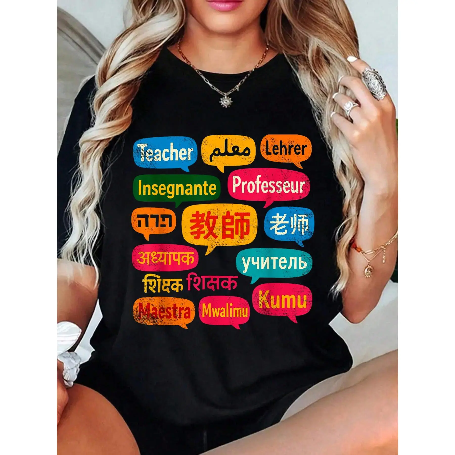 Back to School Multilingual Different Languages Teacher T-Shirt