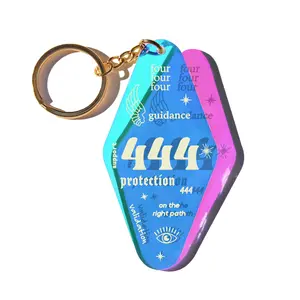 444 PROTECTION ANGEL NUMBER IRIDESCENT KEYCHAIN