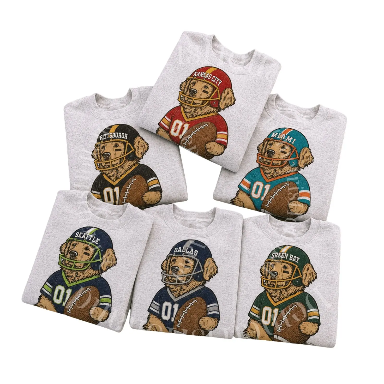 All Team Football Dog Sweatshirt, Game Day Sweatshirt, Cute Puppy with Football Graphic Sweatshirt, Sunday Football Cewneck, College Football Shirt, Fall Sport Season Shirt
