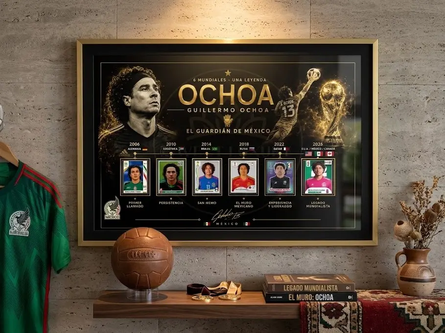 Guillermo Ochoa 6 World Cups Poster - Mexico Soccer Wall Art