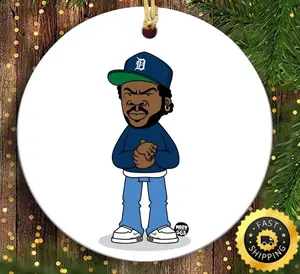 Ice Cube Hip Hop 90s Hip Hop Christmas Ornament, Gift For Fan, Gift For Christmas, Hanging Christmas Tree, Ceramic And Acrylic Ornament