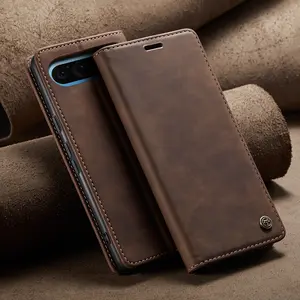 Vintage Leather Flip Cover Card Slot Full Protection Shockproof Smartphone Case, Protective Anti-Drop Design for Google Pixel 10 Pro Xl, Pixel 9, Pixel 8a, Pixel 6a Accessories Durable Protection