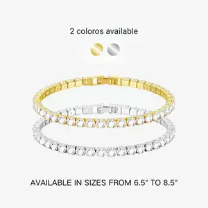 18K gold-plated tennis chain bracelet set with cubic zirconia stones; Cuban link design; a high-quality gemstone bracelet suitable for both men and women, perfect for everyday wear as well as special occasions; an ideal birthday gift and fashion accessory