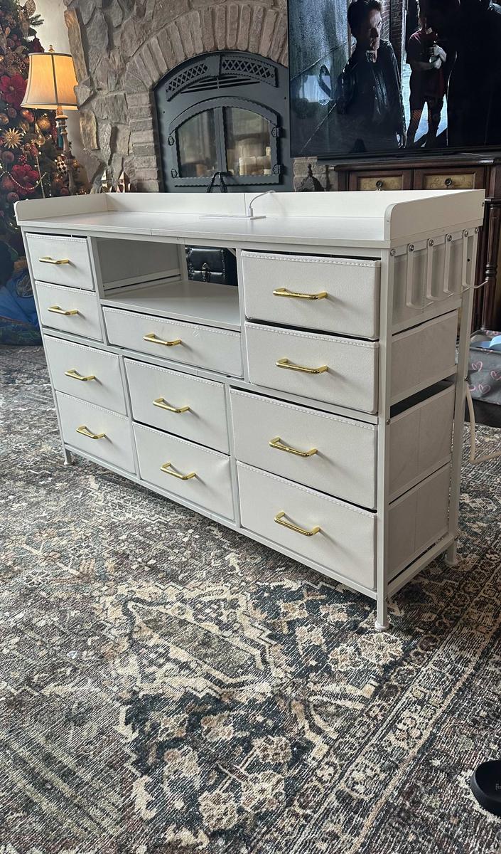 Item: White 11 Drawers-With LED Lights & Power Outlets