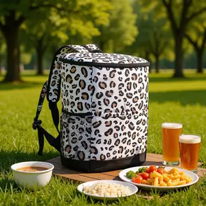 Cooler Backpack, Leopard Print Backpack, Large Capacity Insulated Cooler Bag, Leak Proof Waterproof Soft Sided Cooler for Beach, Camping, Picnic, Outdoor Travel