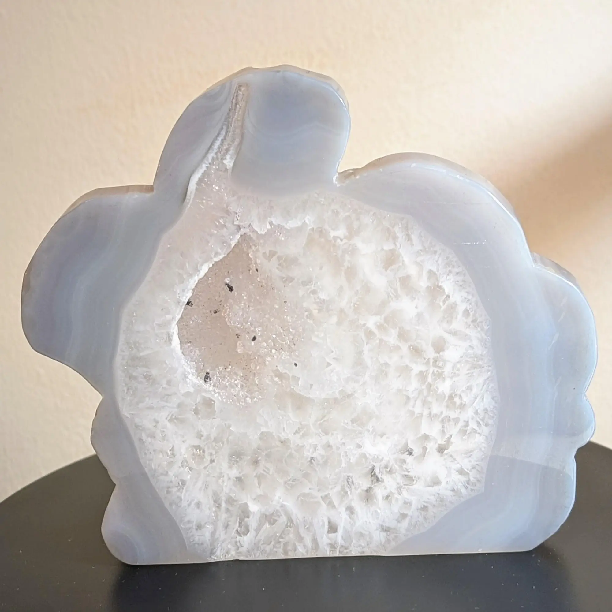Blue Gray Agate Bunny - Freestanding with Druzy Pockets