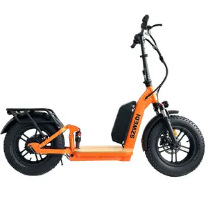 SZWEDI Electric Scooter 16x4.0 Fat Tire 1200W 52V15Ah Battery 25mph Full Suspension Shock Absorber Orange for All Terrain