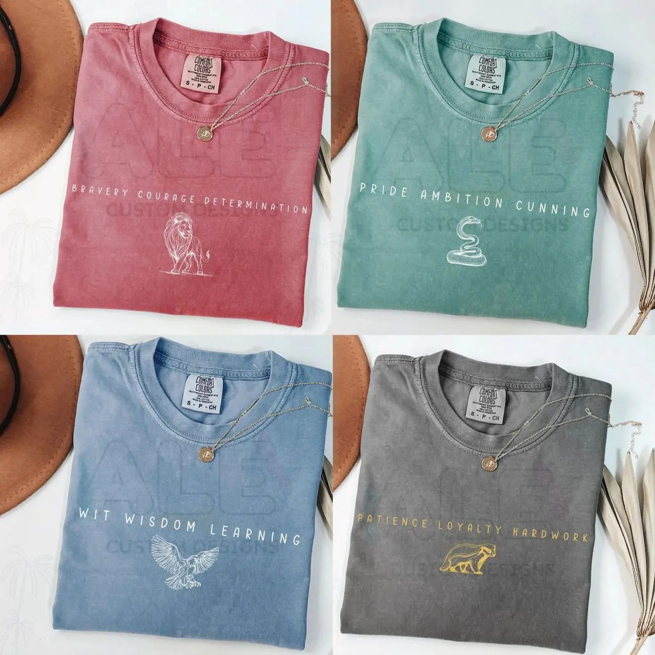 Comfort Colors Wizarding School House T-Shirt, Universal Vacation T Shirt, Vintage Wizard Houses Graphic Tee, Fantasy Fan Gift 5ZXUD