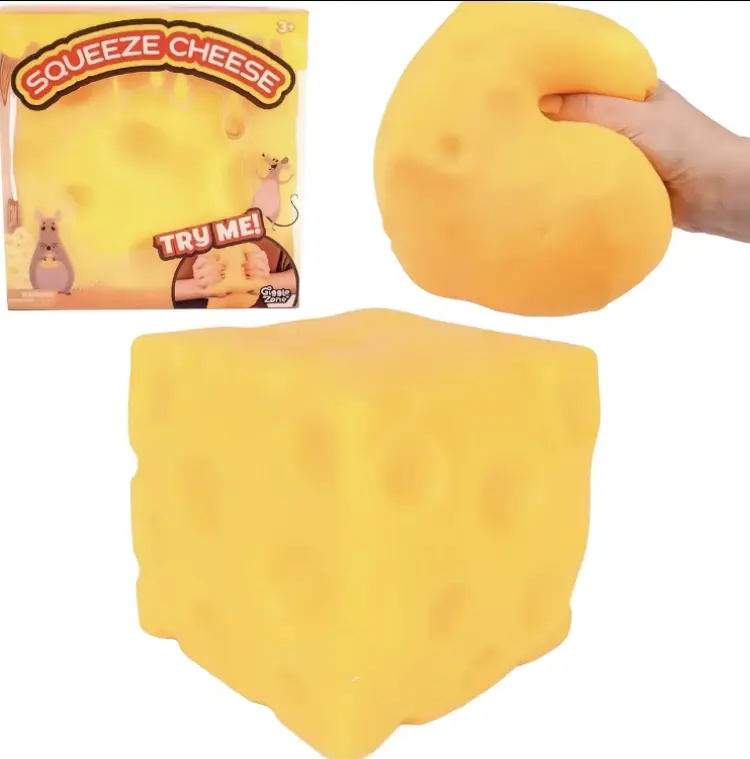 Large Cheese Squishy Toy, Slow Rising Jumbo Sensory Stress Toy for Anxiety & Relaxation. Soft Squeeze Cheese Fidget Toy, Cute Decor for Home Office, Non-Toxic for Kids & Adults