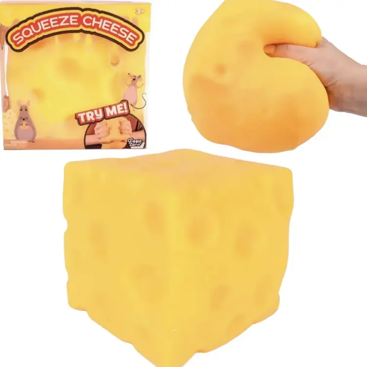 Large Cheese Squishy Toy, Slow Rising Jumbo Sensory Stress Toy for Anxiety & Relaxation. Soft Squeeze Cheese Fidget Toy, Cute Decor for Home Office, Non-Toxic for Kids & Adults