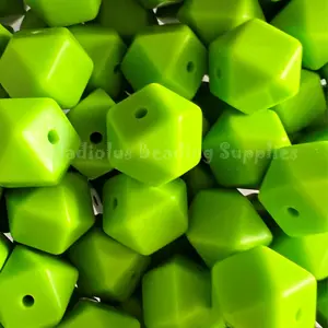 14mm Chartreuse Hexagon Silicone Bead - Loose - Crafting Supplies - Beading Supplies