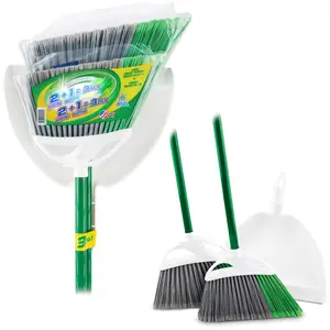 2 Brooms with 1 Dust Pan，Indoor/Outdoor Broom，Precision Angle Broom and Dust Pan Value Pack