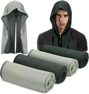 4 Pcs Cooling Hoodie Towels for Neck and Face - Absorbent & Quick-Dry Cooling Towel with Anti-Slip Snaps, Evaporative Cool & UPF 50 Sun Protection Wraps in Hot Weather Outdoor SportsGift.