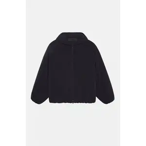 Fear of God ESSENTIALS Men's Black Brushed Yarn Hooded Bomber Jacket