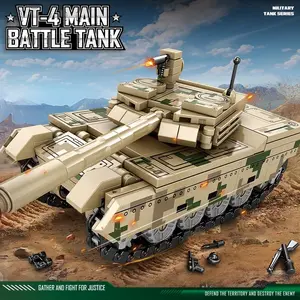 301pcs VT-4 Track Armored Tank Creative Building Blocks Model, Educational Toy with Movable Turret and Tracks, Stacking Construction Playset Buildable Blocks Kit