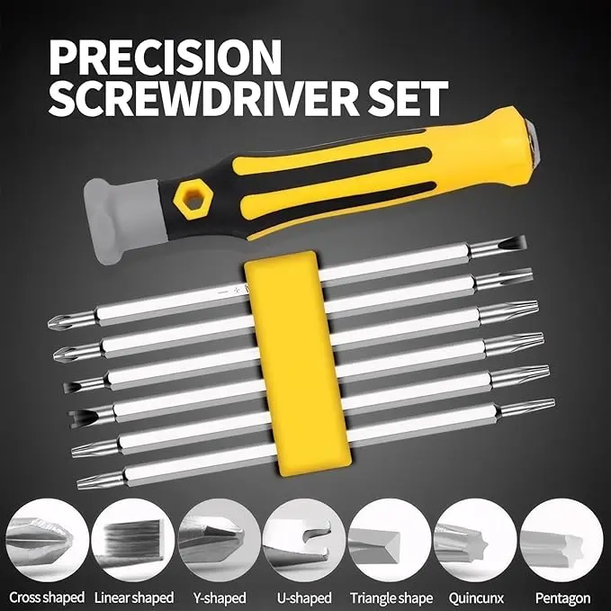 Premium 6-In-1 Mini Screwdrivers Set, Small Screwdriver Sets, Multipurpose Turn Screw, Household Small Driver, Detachable Handle, Alloy Steel Material, SH-083, 12 Sizes by NOSHY
