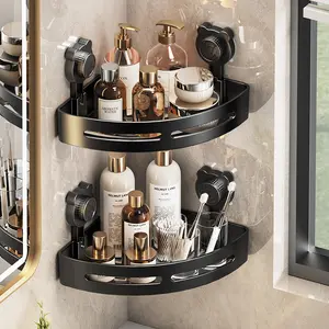 No drills, no falling  Suction corner shelf for bathroom  Holds shampoo, soap & more
