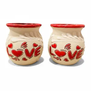 Mexican Talavera Love Feathered Coffee Mugs Tazas de Barro Mexicano Amor Handmade Talavera Jarritos Plumeado 12oz