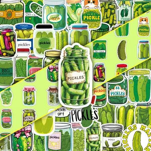 Pickle Jar Pattern Sticker, Creative Cartoon Sticker, Decorative Sticker, Adhesive Stickers for Skateboard, Guitar, Refrigerator, Water Bottle