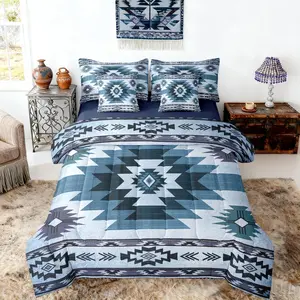 Vintage Tribal Plaid Comforter Set with Sheets Retro Ethnic Tribal Plaid Bedding Set,for Kids Teens Adults Bedroom Dorm Decor All Season Lightweight Bed Set,7 Pcs