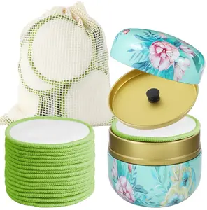 16 Pack Reusable Makeup Remover Pads - 100% Organic Cotton Rounds Washable & Eco-Friendly with Laundry Bag & Sturdy Storage Box for All Skin Types, Adults & Kids