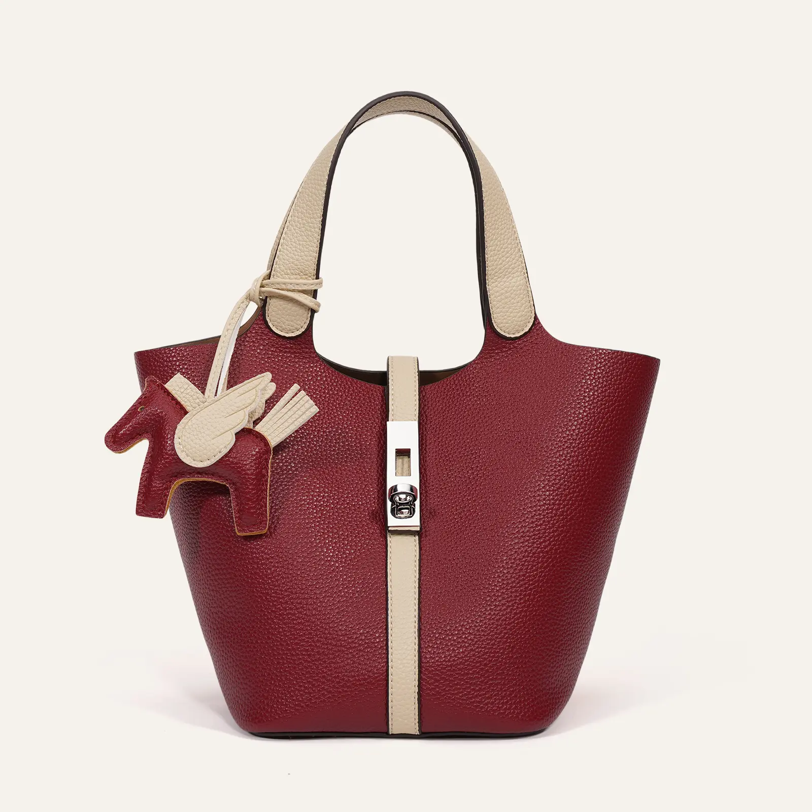 Dark Red with Beige Apricot