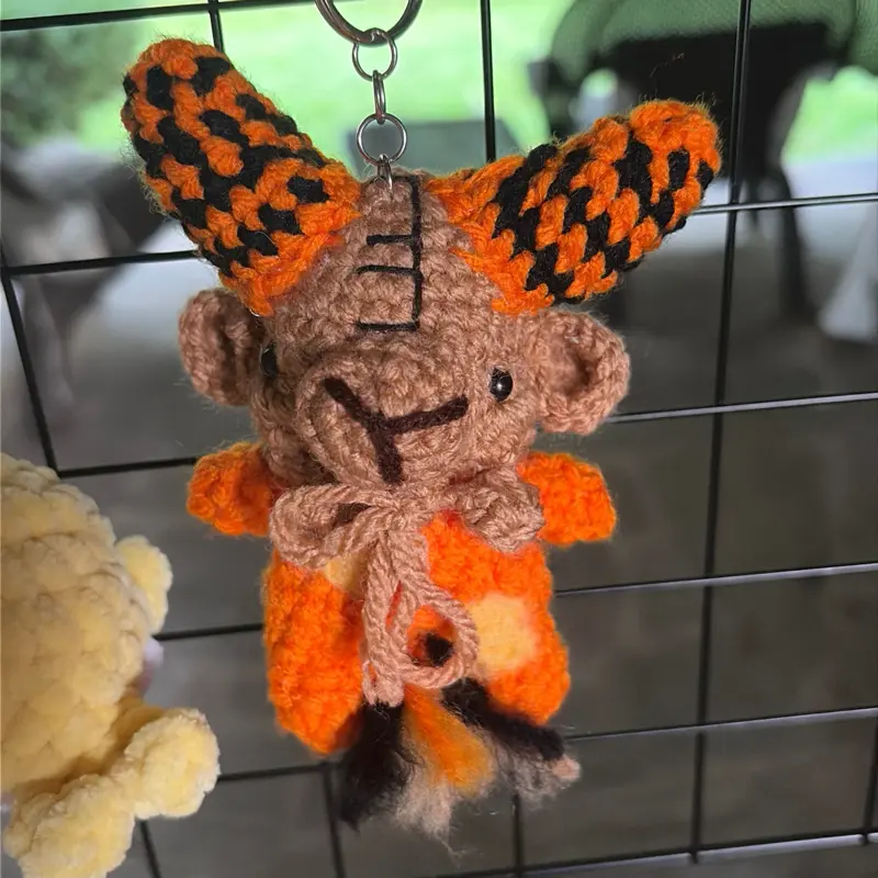 Handmade crochet Baphomet keychain