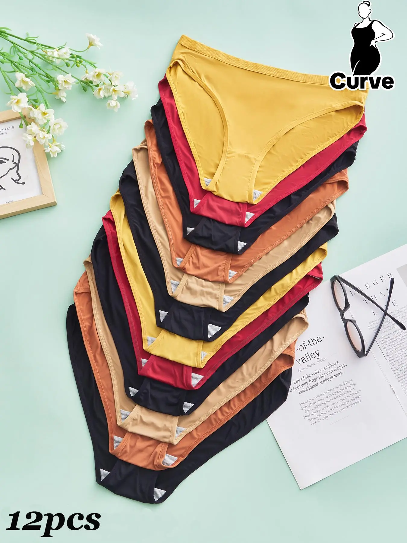 [Plus Size] Solid Color High Waist Panty, Soft Smooth Comfy Breathable Elastic Fit Knicker for Daily Wear, Everyday Women's Underwear for All Seasons