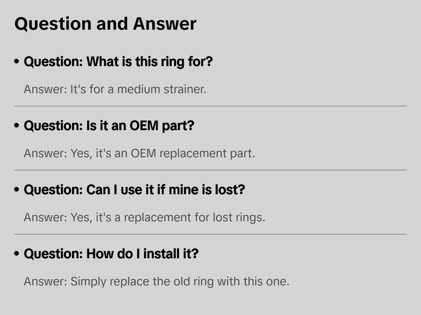 Replacement Retainer Ring for Medium Strainer