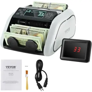 VEVOR Money Counter with UV, MG, IR, DD Detection for USD EUR, Plus Addition Batch Capabilities, Big LCD External Display Included
