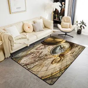 Compass Print Rugs for Living Room Bedroom,Retro Nautical Decor Decorative Carpet,Ocean Voyage Sea Adventure Super Cozy Rug Carpet,Indoor Floor Mat