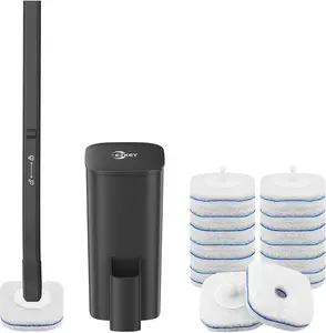 Disposable Toilet Brush Kit – Toilet Cleaning Wand with 14 Refills & Holder Set for Deep Bathroom Cleaning (Black)