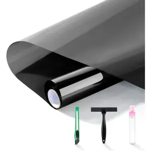 Privacy Focus 1-Way High Clarity Window Privacy Film, Single Roll Premium PET Material with Installation Tools, 99% UV Blocking, Heat Control, Blackout Function (Black, 17.5In×78.7In)