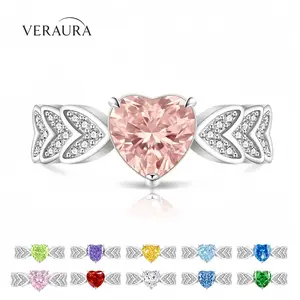 Aesthetic Angel Wing Heart Ring, Y2K Coquette Style Self-Love Ring, Hidden Adjustable Band (US 6-10), Sparkling Heart Promise Ring, Cute Bestie Matching Jewelry