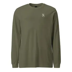 ShadowStitch Premium Monogram Logo Long Sleeve Shirt, Minimalist Streetwear Tee, Signature Luxury Top