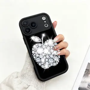 3D Rhinestone Apple Tough Phone Case, Dual-Layer Shockproof Protection, Durable Bling Protective Cover for iPhone, Luxury Glitter for Her
