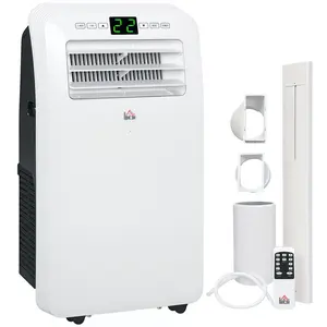 HOMCOM 12000 BTU Portable Air Conditioner for Rooms Up to 550 Sq. Ft., 3-in-1 AC Unit with Dehumidifier, Cooling Fan, Remote, 24H Timer On/Off, Window Installation Kit