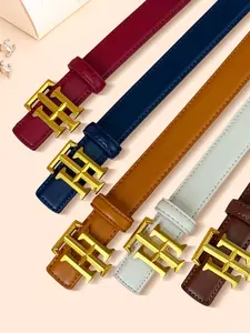 Trendy Letter Minimalist Versatile Adjustable Women's Belt, PU Material, All Seasons, Plain Design, Perfect for Any Occasion