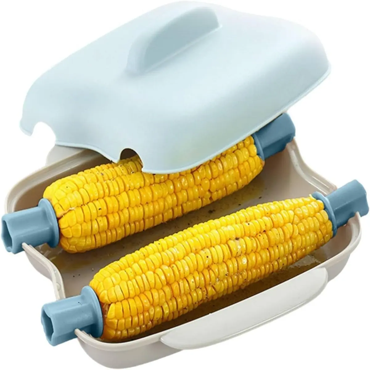 Microwave Corn Cooker,with Airtight Lid ,Microwave Corn On The Cob Cooker for 2 Ears ,Microwave Vegetable & Fish Steamer Quick Easy Cooking Tool for Kitchen