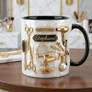 Custom Name Hairstylist Accent Mug, New Beauty Salon Owner Coffee Mug, Gift for Hairdresser, Cosmetology Graduation Gifts, Hair Dresser Gift
