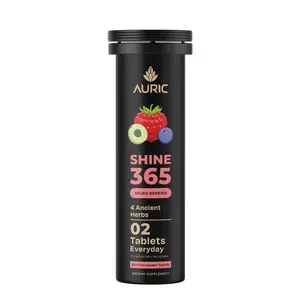 Auric Shine 365 Effervescent 20 Tablets for Skin, Hair & Nails | Biotin, Amla, Pomegranate & Grape Seed Extract | Mixed Berries Flavor
