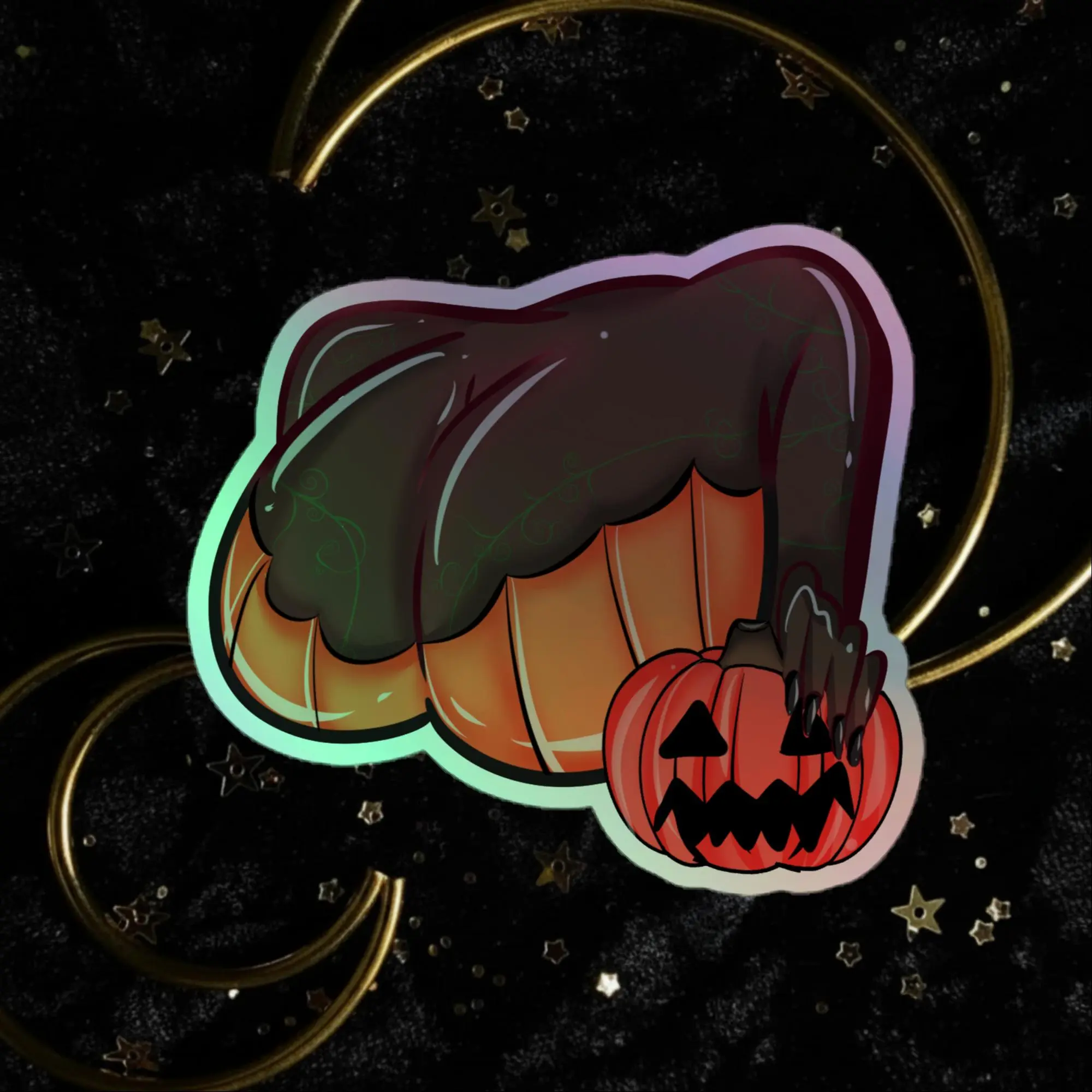 Pumpkin Black Boobs Holographic stickers