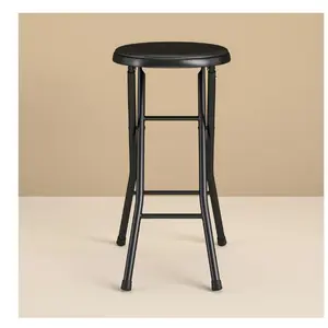 Black Folding Metal Stool - Portable and Space-Saving