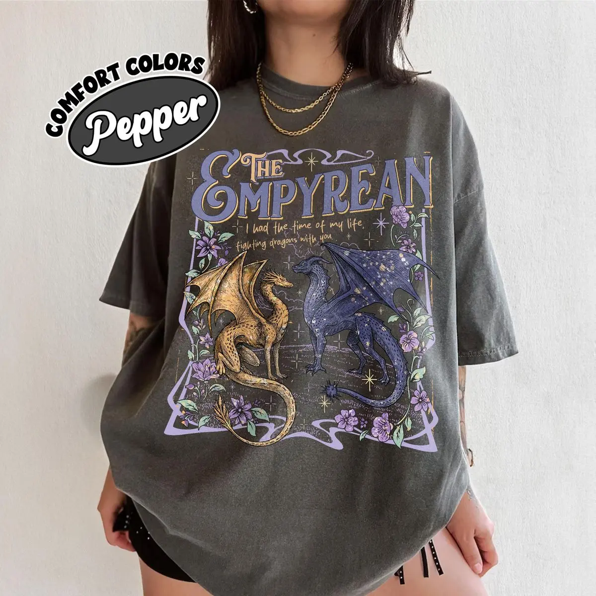 Comfort Colors The Empyrean Fourth Wing Shirt, Dragon Riders Tshirt, Tairn And Andarna Romantasy, I Had The Time Gift For Book Lover, Unisex Short Sleeve Tee, Casual Clothing