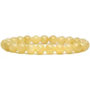 Natural Yellow Jade Gemstone 8mm Round Beads Stretch Bracelet 7" Unisex